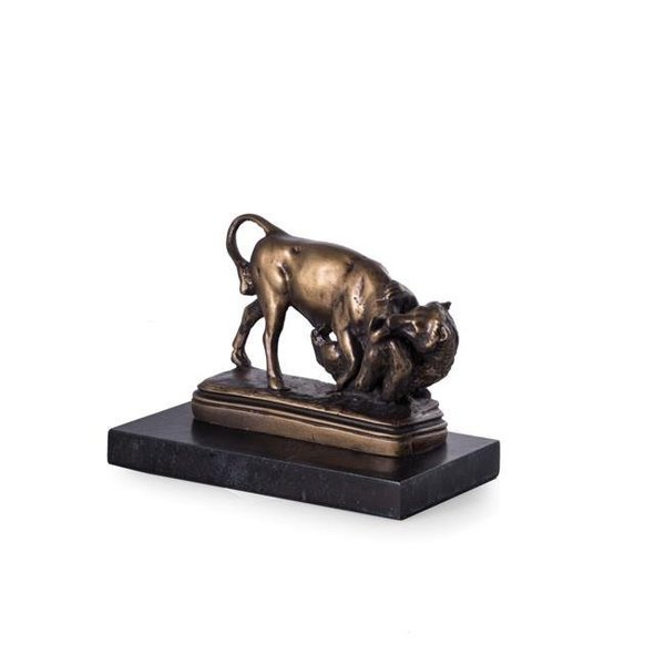 Bey Berk International Bey-Berk International B100 Eternal Struggle of Bull & Bear Bronzed Finished Sculpture on Green Marble Base B100